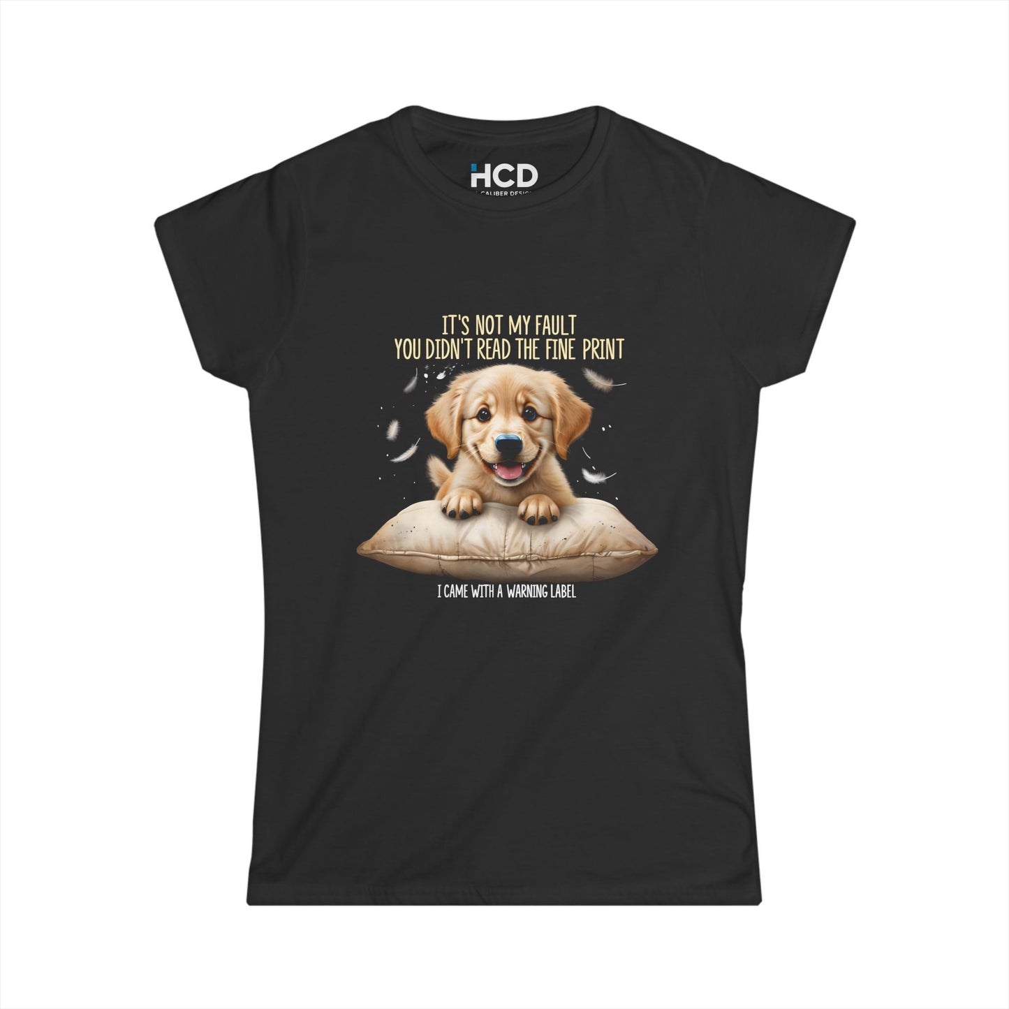 Cute Lab Puppy Women's Softstyle Tee - 'Fine Print' Design