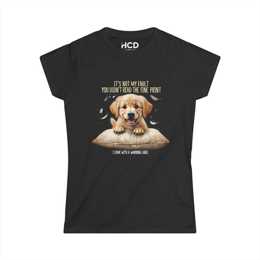 Cute Lab Puppy Women's Softstyle Tee - 'Fine Print' Design
